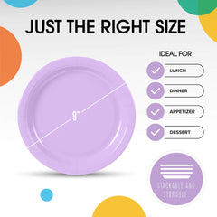 9 In. Lavender Paper Plates | 100 Count