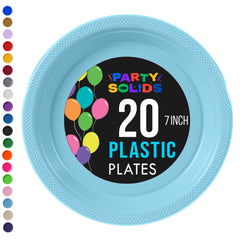 7 in. Light Blue Plastic Plates | 20 Ct.