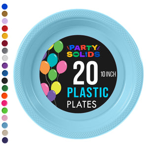 10 in. Light Blue Plastic Plates | 20 Ct.