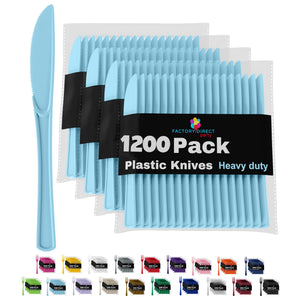 Heavy Duty Light Blue Plastic Knives - 7.75 in. | Case of 1200