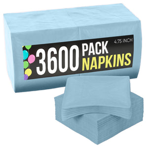 Light Blue Beverage Napkins | 4.75 in. x 4.75 in. | Case of 3600