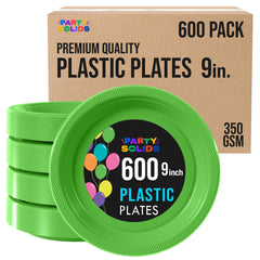9 in. Lime Green Plastic Plates | Case of 600