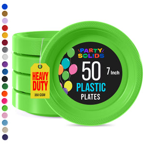 7 in. Lime Green Plastic Plates | 50 Count