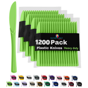 Heavy Duty Lime Green Plastic Knives - 7.75 in. | Case of 1200