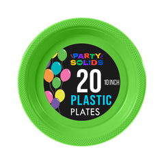 10 In. Lime Green Plastic Plates - 20 Ct.