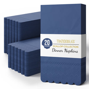 3 Ply China Blue Scalloped Napkins - 13 in. x 15.7 in. - 20 Ct.