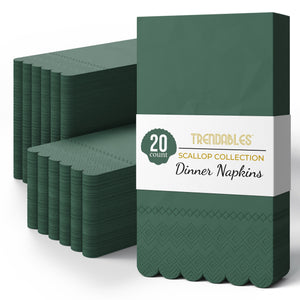 3 Ply Cypress Green Scalloped Napkins - 13 in. x 15.7 in. - 20 Ct.