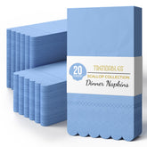 3 Ply Sky Blue Scalloped Napkins - 20 Ct.