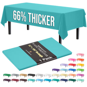 Premium Aqua Blue Plastic Table Cover | 54 in. x 108 in.