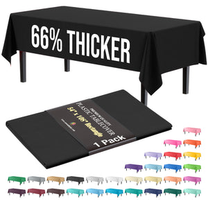 Premium Black Plastic Table Cover | 54 in. x 108 in.