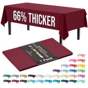 Premium Burgundy Plastic Table Cover | 54 in. x 108 in.