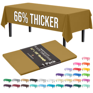 Premium Gold Plastic Table Cover | 54 in. x 108 in.