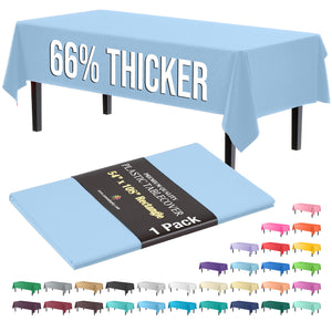 Premium Light Blue Plastic Table Cover | 54 in. x 108 in.
