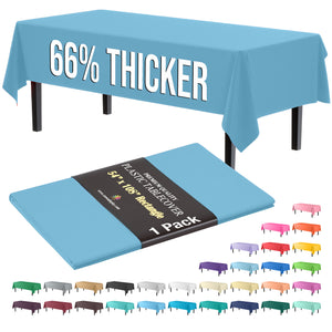 Premium Sky Blue Plastic Table Cover | 54 in. x 108 in.