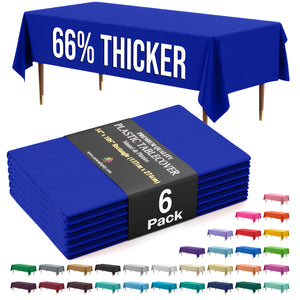 Premium Dark Blue Plastic Table Covers | 6 Pack | 54 in. x 108 in.