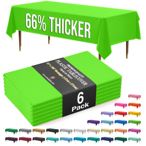 Premium Lime Green Plastic Table Covers | 6 Pack | 54 in. x 108 in.