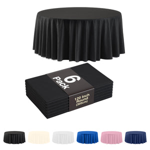 120 in. Premium Round Black Plastic Table Covers | 6 Count