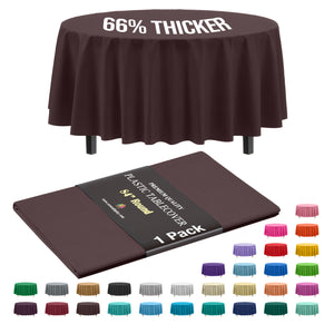 Premium Round Brown Plastic Table Cover | 84 in.