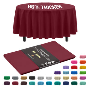 Premium Round Burgundy Plastic Table Cover | 84 in.