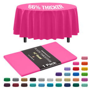 Premium Round Cerise Plastic Table Cover | 84 in.