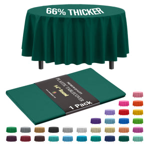 Premium Round Dark Green Plastic Table Cover | 84 in.