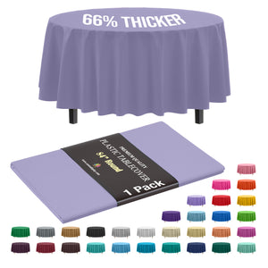 Premium Round Lavender Plastic Table Cover | 84 in.