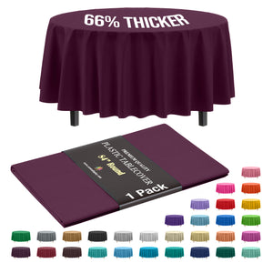 Premium Round Plum Plastic Table Cover | 84 in.