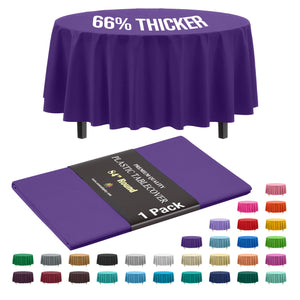 Premium Round Purple Plastic Table Cover | 84 in.