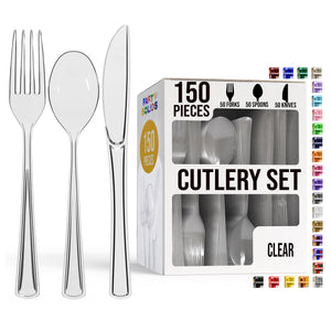 150 Pc. Clear Plastic Cutlery Combo Set