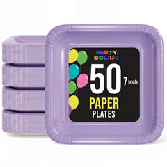 7 In. Lavender Square Paper Plates - 50 Ct.