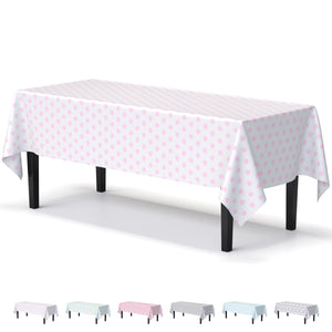 Pink Polka Dot Plastic Table Cover | 54 in. x 108 in.