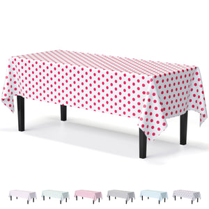 Red Polka Dot Plastic Table Cover | 54 in. x 108 in.
