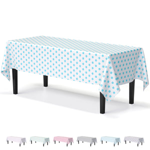 Light Blue Polka Dot Plastic Table Cover | 54 in. x 108 in.