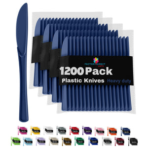 Heavy Duty Navy Plastic Knives - 7.75 in. | Case of 1200