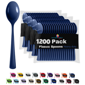 Heavy Duty Navy Plastic Spoons - 7 in. | Case of 1200