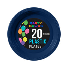 10 In. Navy Plastic Plates - 20 Ct.