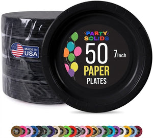 7 in. Black Paper Plates | 50 Ct.