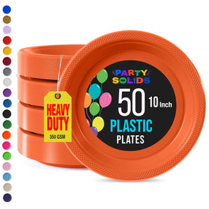 10 in. Orange Plastic Plates | 50 Count