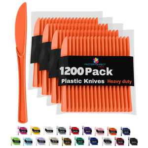 Heavy Duty Orange Plastic Knives - 7.75 in. | Case of 1200
