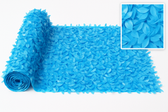 Metallic Blue Floral Vinyl Curtain - 15FT