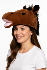 Plush Horse Head Hat - Perfect for Derby Day Festivities