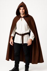 Mysterious Brown Hooded Halloween Cloak