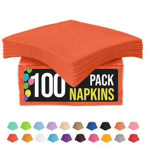 Orange Beverage Napkins | 4.75 in. x 4.75 in. | 100 Count