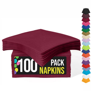 Burgundy Beverage Napkins | 4.75 in. x 4.75 in. | 100 Count
