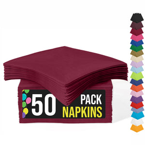 Burgundy Beverage Napkins | 4.75 in. x 4.75 in. | 50 Count