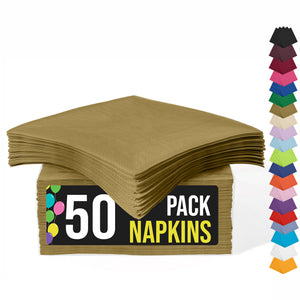 Gold Luncheon Napkins | 6.75 in. X 6.75 in. | 50 Count