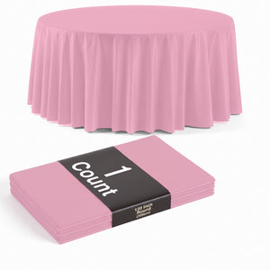 120 in. Premium Round Pink Plastic Table Cover