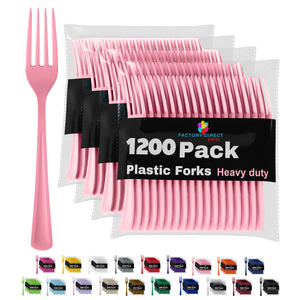 Heavy Duty Pink Plastic Forks - 7.5 in. | Case of 1200