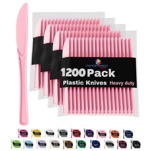 Heavy Duty Pink Plastic Knives - 7.75 in. | Case of 1200