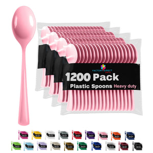 Heavy Duty Pink Plastic Spoons - 7 in. | Case of 1200